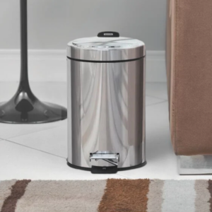 Lixeira Cesto Inox Redonda Com Pedal 5L Tramontina Lixo Alça Pedal Balde Removível Banheiro Cozinha Lavabo Casa