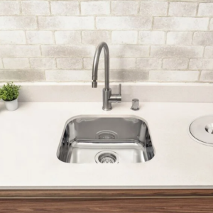 Cuba Pia Cozinha Retangular Aço Inox 40X34X17cm Tramontina Embutida Alto Brilho Torneira Louça Casa Área Gourmet