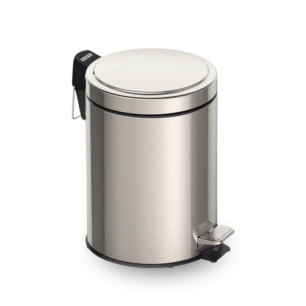 Lixeira Cesto Inox Redonda Com Pedal 20L Tramontina Lixo Alça Pedal Balde Interno Removível Banheiro Cozinha Lavabo Casa - Image 2