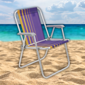 Cadeira De Praia Alta Alumínio Dobrável Confortável Roxo Amarelo Tramontina Piscina Camping Varanda Acampamento