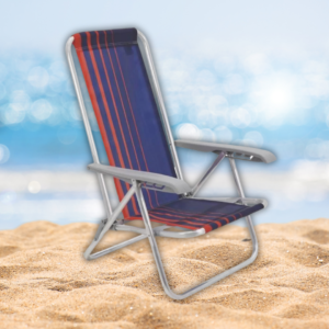 Cadeira De Praia Reclinável 4 Posições Alumínio Dobrável Confortável Azul Laranja Piscina Camping Acampamento Tramontina