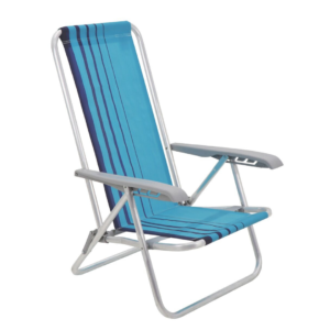 Cadeira De Praia Reclinável 4 Posições Alumínio Dobrável Confortável Azul Piscina Camping Acampamento Tramontina