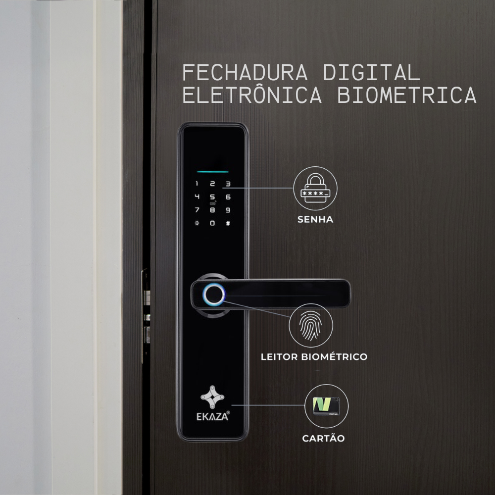 Fechadura Digital Eletrônica Biométrica Pro Ekaza Sistema De Voz Senha Touch Embutir Ergonômico Sofisticado Moderno - Image 2