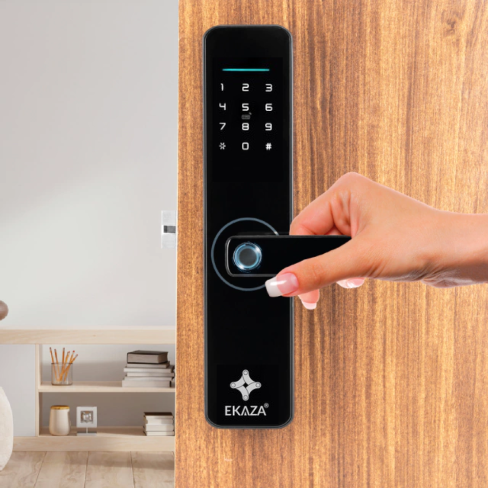 Fechadura Digital Eletrônica Biométrica Pro Ekaza Sistema De Voz Senha Touch Embutir Ergonômico Sofisticado Moderno