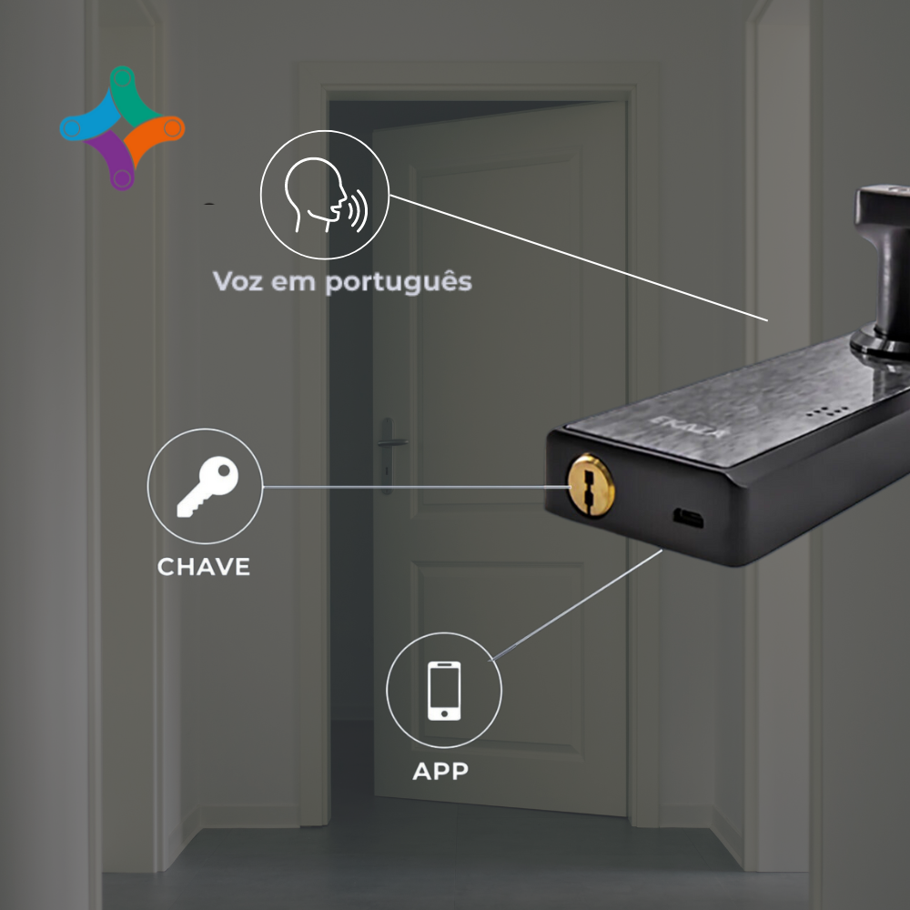 Fechadura Digital Eletrônica Biométrica Pro Ekaza Sistema De Voz Senha Touch Embutir Ergonômico Sofisticado Moderno - Image 3