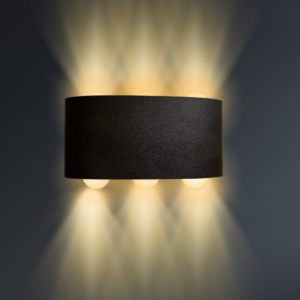 Luminária LED Arandela 8W 3000K HITEC Preto 51 Bivolt Design Moderno Compacto Iluminação Externa Residencial Comercial