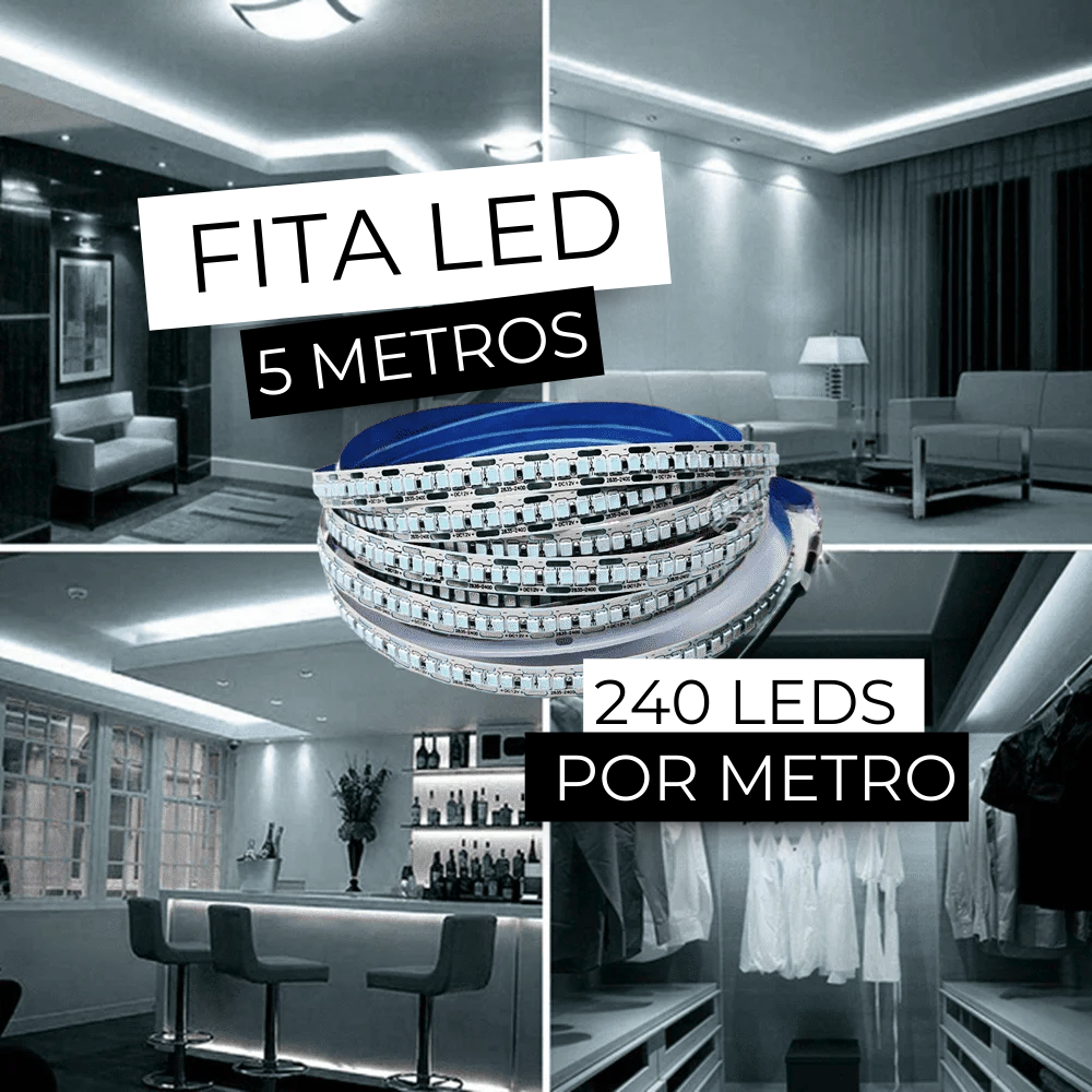Fita LED 6500K Luz Branco Frio Hitec 12V 5M 240 Leds Por Metro Iluminação Moderna Sofisticado Salas Casas Comercios - Image 3