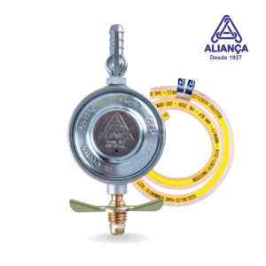 Registro Regulador de Gás Doméstico 504/01 + Mangueira 120Cm Aliança Pressão 1Kg Botijão GLP/13kg Cozinha