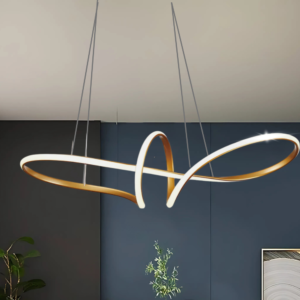 Lustre Luminária Suspensa Fixada No Teto Hitec Dourada Led 45W Bivolt Luxo Moderno Iluminação Elegante Teto Casa