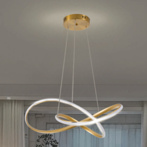 Lustre Luminária Suspensa Fixada No Teto Hitec Dourada Led 55W Bivolt Luxo Moderno Iluminação Elegante Teto Casa