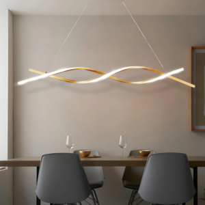 Lustre Luminária Suspensa Fixada No Teto Hitec Dourada Led 55W Bivolt Luxo Moderno Iluminação Elegante Teto Casa