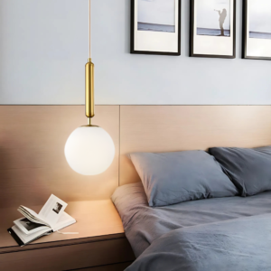 Luminária Suspensa Fixada No Teto Hitec Discreta Dourada Led E27 60W Bivolt Luxo Moderno Iluminação Elegante Teto Casa