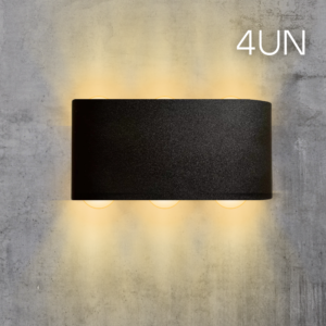 Kit 4 Luminárias Arandelas LED 6W 3000K HITEC Preto 51 Bivolt Design Moderno Compacto Iluminação Externa Residencial