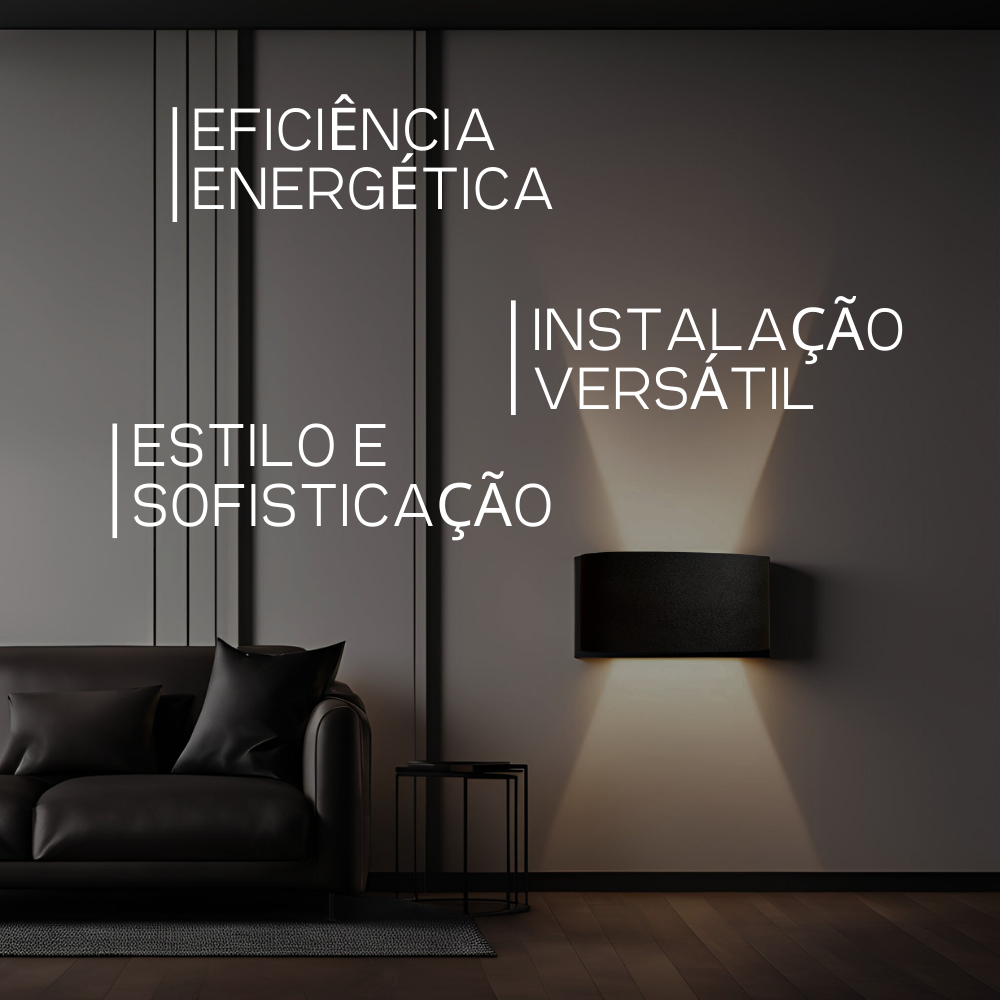 Kit 10 Luminárias LED Arandela 8W 3000K HITEC Preto 51 Bivolt Design Moderno Compacto Iluminação Externa Residencial - Image 5