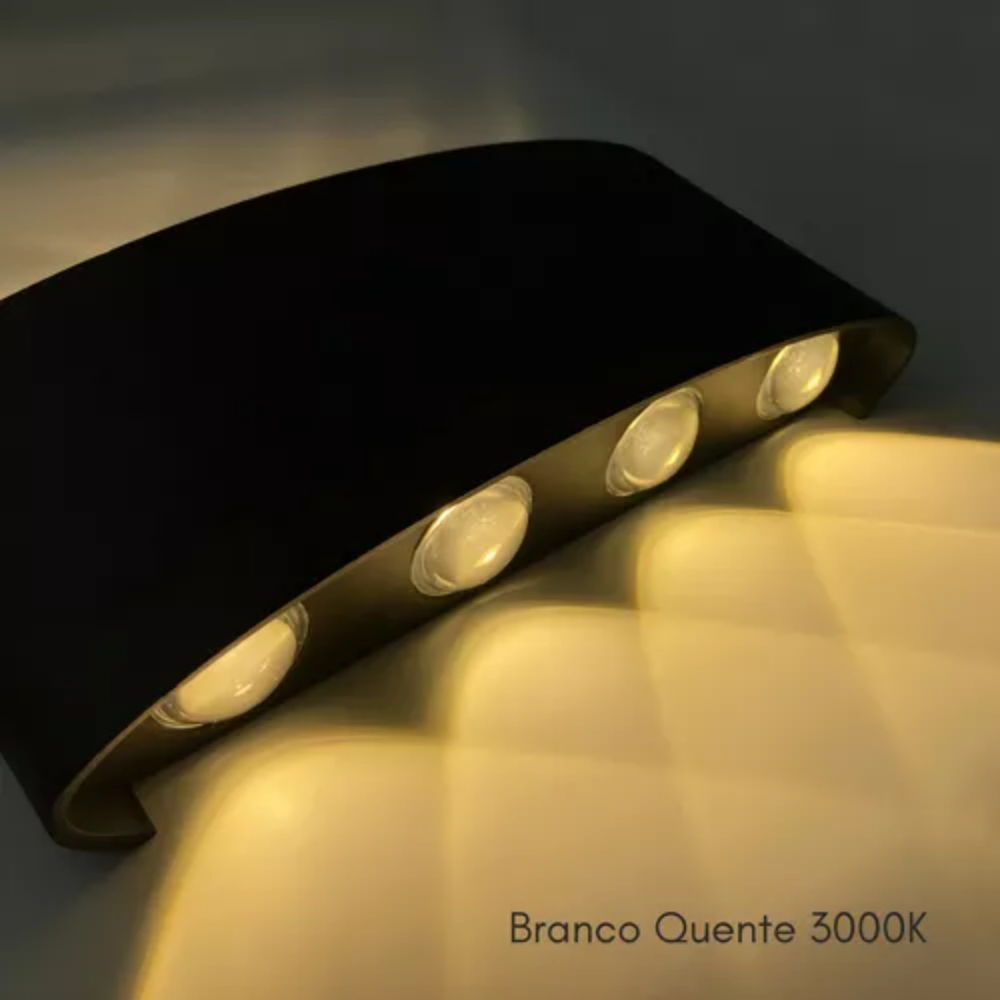 Kit 10 Luminárias LED Arandela 8W 3000K HITEC Preto 51 Bivolt Design Moderno Compacto Iluminação Externa Residencial - Image 6