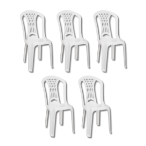 Kit 5 Cadeiras Bistrô Laguna Tramontina Branca Em Polipropileno Plástico Resistente Assento Confortável Empilhável