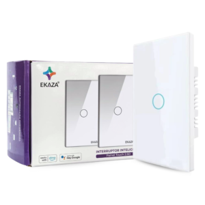 Interruptor Touch 1 Botão Branco 2.5D Wi-fi Ekaza Controle Inteligente Tecnologia Comando Voz Alexa Google Segurança