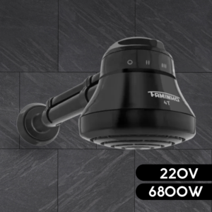 Chuveiro Elétrico Ducha Fame Preto C/ Cano 4t 5400w 110v Acabamento Fosco