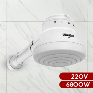 Chuveiro Elétrico Ducha Fame Faminho 4T White Branco 220V 6800W Cano 30CM Banho Minimalista Quente Confortável Simples