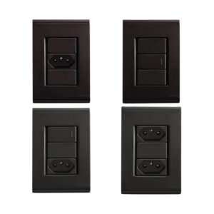 Conjunto Placa Tomadas Interruptor 10A 250V 20A/250V Tramontina Linha Liz Grafite Casa Escritório Iluminação