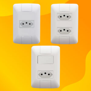 Conjunto Placa Tomada Interruptor Branco 10A 250V 20A/250V Tramontina Linha Aria Liz Casa Escritório Iluminação