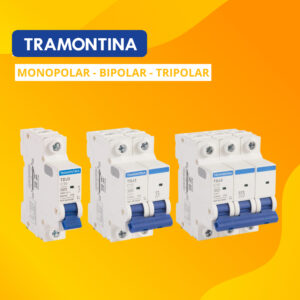 Disjuntor Linha 10A 63A Monopolar Bipolar Tripolar Tramontina Proteção Elétrica Circuito Sobrecarga Desarme TDJ3