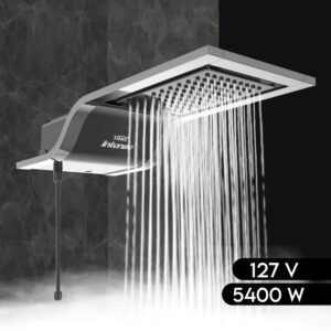 Chuveiro Ducha Eletrônica Intense 127V 5400W Black Fame Aquecimento Banheiro Economia Pressão Haste Removível