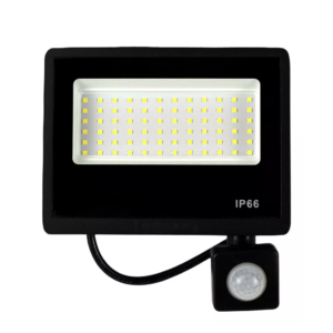 Refletor Led Com Sensor Holofote 100w 6500k Preto Bivolt Luz Branco Frio Prova D'Água Jardim Varanda Palco Eventos Hitec