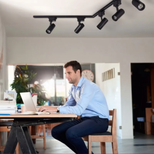 Kit Trilho Eletrificado 1m Preto + 3 Spots Led 10w Kit Completo Luz Quente ou Fria Bivolt Spot Direcionável Iluminação