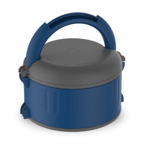 Marmita Térmica 1,5L Redonda Soprano Tradicional Plus Tampa Azul Microondas Almoço Refeição Quente Frio Micro-Ondas